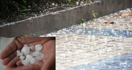 22日鎮(zhèn)安城區(qū)突降冰雹